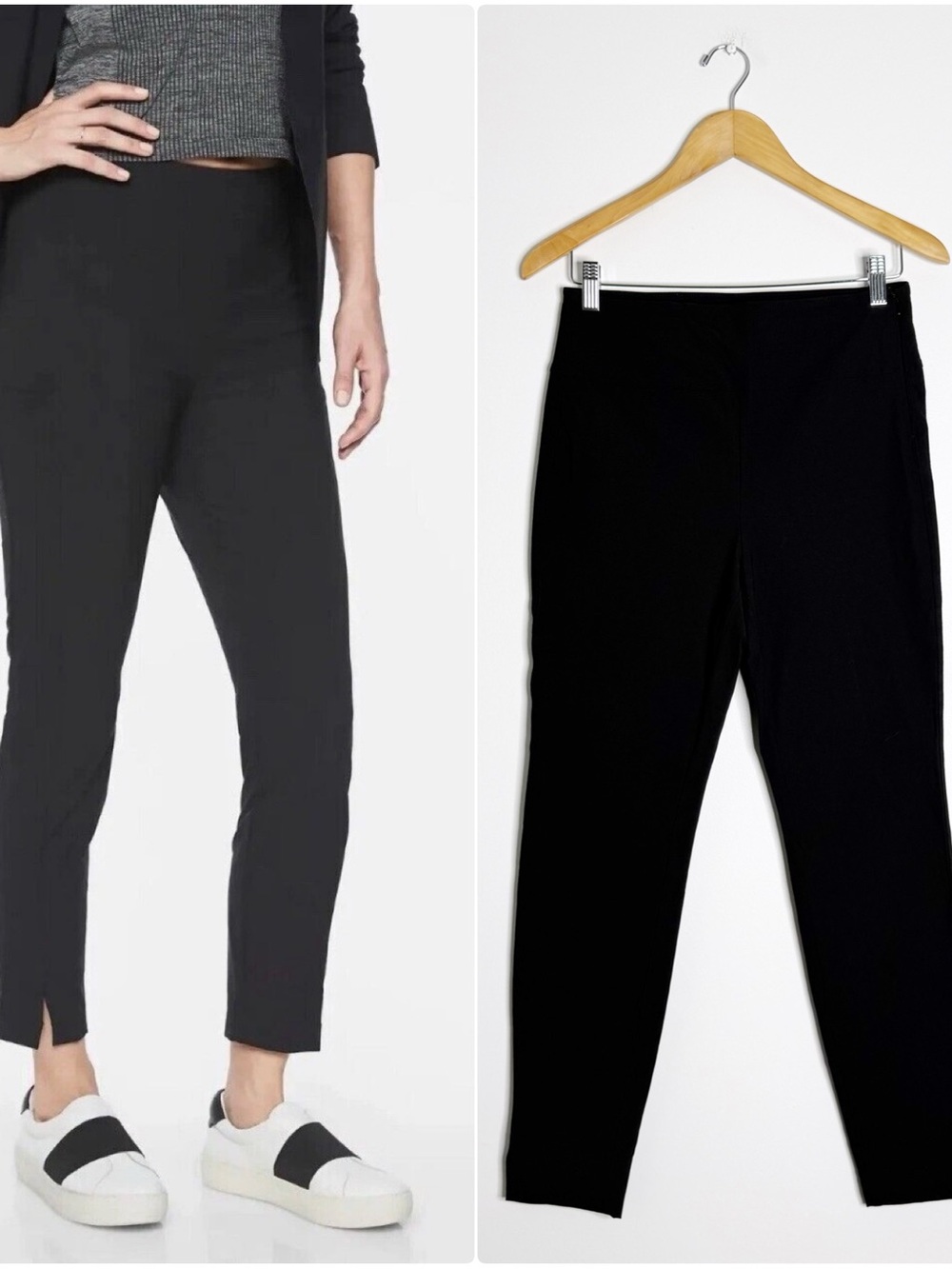 Athleta Wander Slim Ankle Pants Size 8 Black Side Zip Stretch Pants